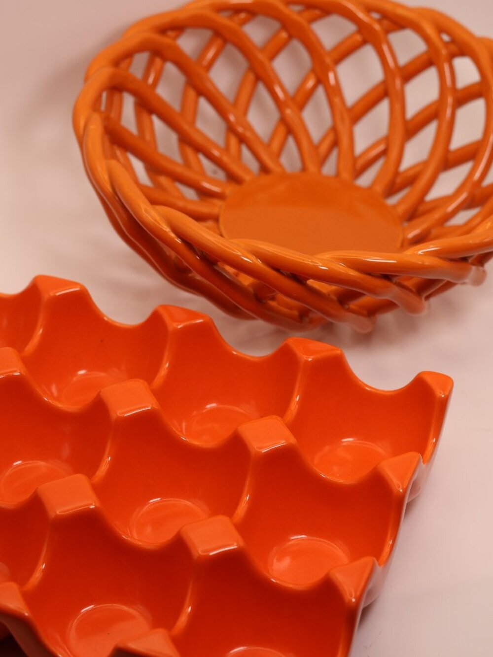Orange Kichen Set Egg Holder and Hot or Cold Basket